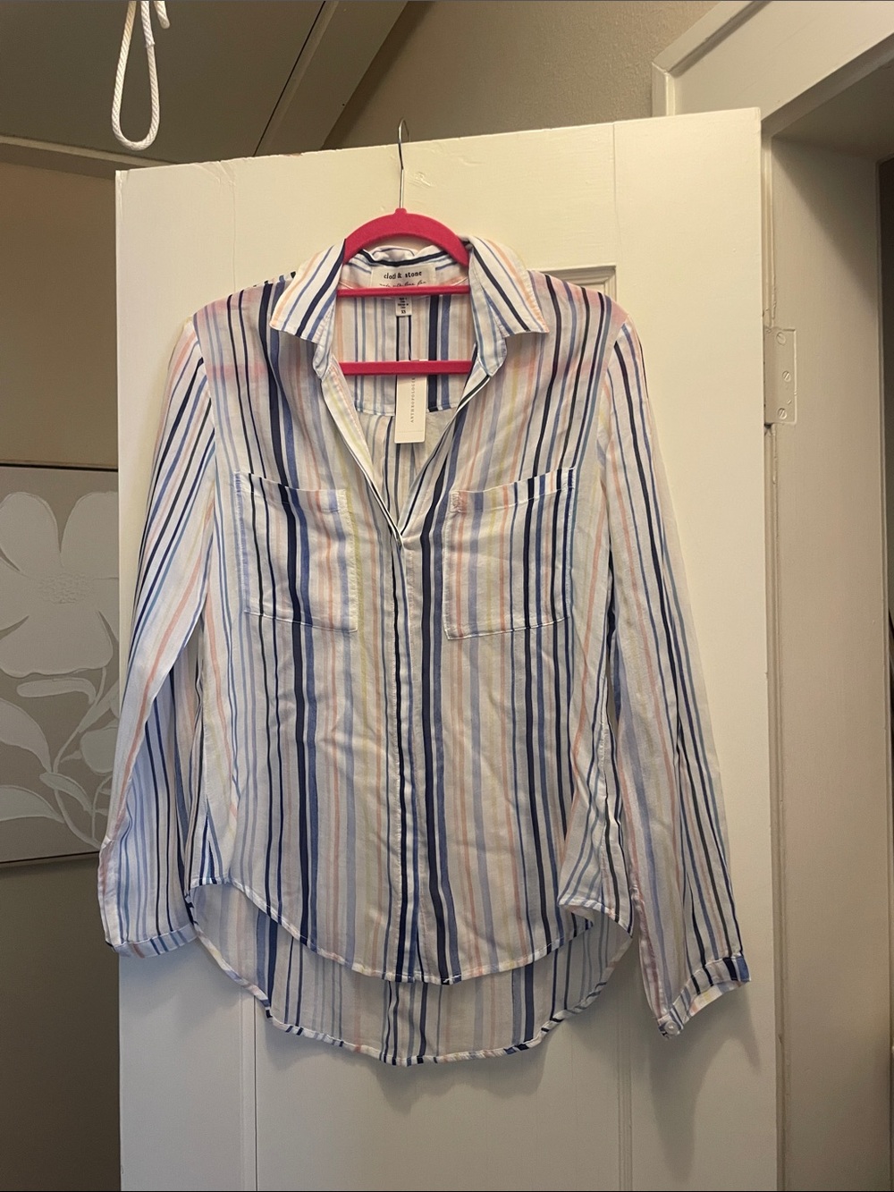 Anthropologie NWT Cloth and Stone Striped Button-Up Shirt Multicolor